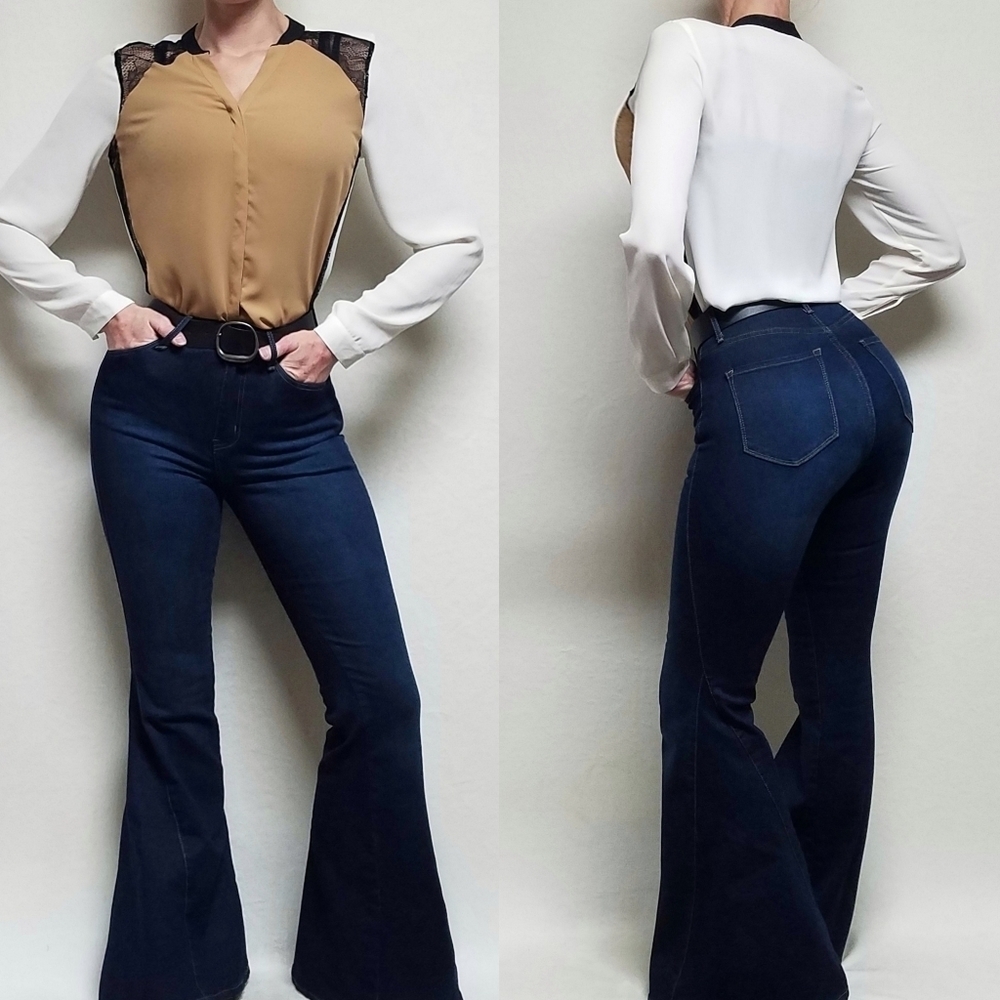 Retro Y2K The Limited Tan White Black Lace Colorblock Chiffon V-neck Blouse XS